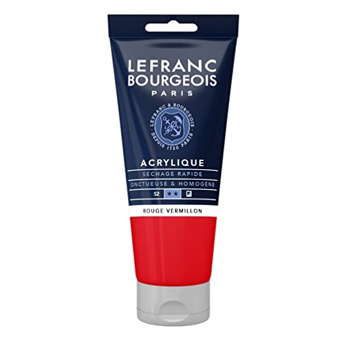 Lefranc Bourgeois 300350 Fine Acrylfarbe - Feurigrot, 80ml Tube, cremige Acrylfarbe auf Wasserbasis, schnell trocknend, lichtecht, wasserfest von Lefranc Bourgeois