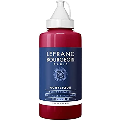 Lefranc Bourgeois 300358 feine Acrylfarbe, hochpigmentiert, gute Deckkraft, cremige homogen Textur, alterungsbeständig, lichtecht, 750ml Flasche - Karminrot von Lefranc Bourgeois