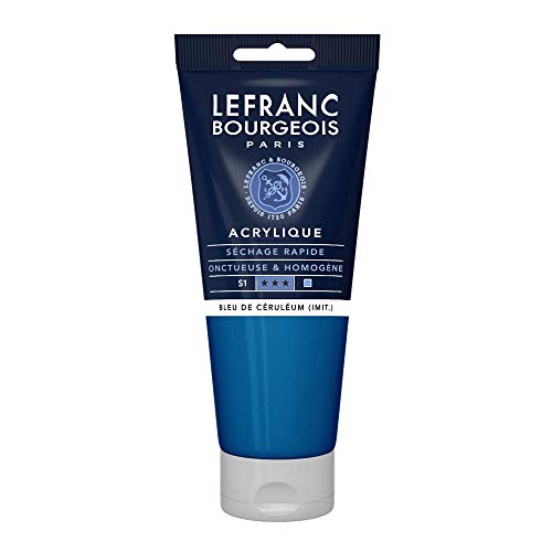 Lefranc Bourgeois 300360 Fine Acrylfarbe - Cölinblau Farbton, 200ml Tube, cremige Acrylfarbe auf Wasserbasis, schnell trocknend, lichtecht, wasserfest von Sundeer