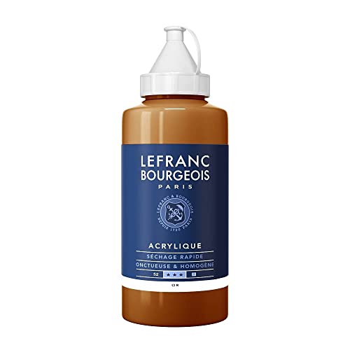 Lefranc Bourgeois 300367 feine Acrylfarbe, hochpigmentiert, gute Deckkraft, cremige homogen Textur, alterungsbeständig, lichtecht, 750ml Flasche - Gold von Lefranc Bourgeois