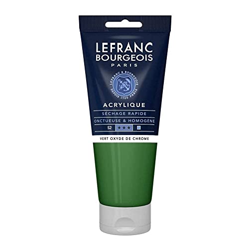 Lefranc Bourgeois 300369 Fine Acrylfarbe - Chromoxydgrün, 200ml Tube, cremige Acrylfarbe auf Wasserbasis, schnell trocknend, lichtecht, wasserfest von Lefranc Bourgeois