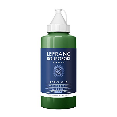 Lefranc Bourgeois 300370 feine Acrylfarbe, hochpigmentiert, gute Deckkraft, cremige homogen Textur, alterungsbeständig, lichtecht, 750ml Flasche - Chromoxydgrün von Lefranc Bourgeois