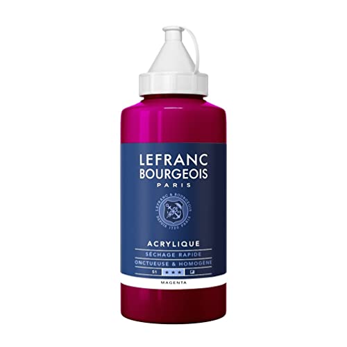 Lefranc Bourgeois 300383 Fine Acrylfarbe - Magenta, 750ml Flasche, cremige Acrylfarbe auf Wasserbasis, schnell trocknend, lichtecht, wasserfest von Lefranc Bourgeois