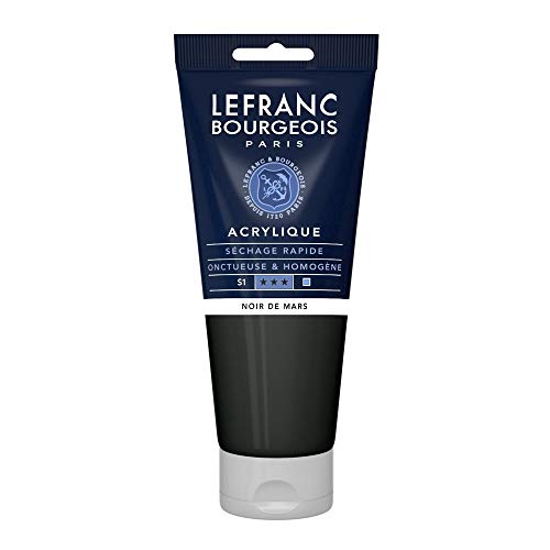 Lefranc Bourgeois 300385 feine Acrylfarbe, hochpigmentiert, gute Deckkraft, cremige homogen Textur, alterungsbeständig, lichtecht, 200ml Tube - Marsschwarz von Lefranc Bourgeois