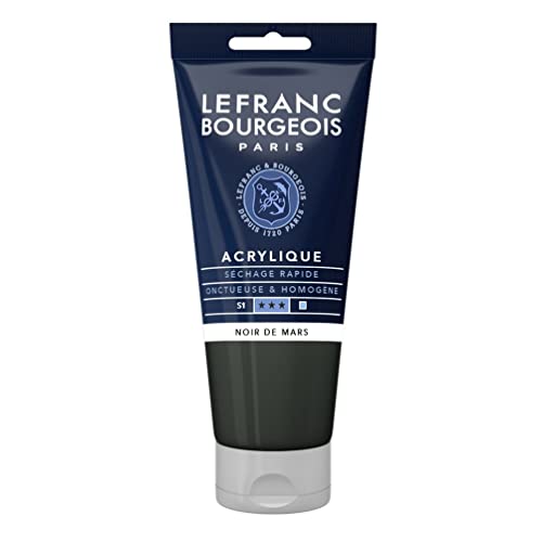 Lefranc Bourgeois 300387 Fine Acrylfarbe - Marsschwarz, 80ml Tube, cremige Acrylfarbe auf Wasserbasis, schnell trocknend, lichtecht, wasserfest von Necool