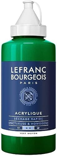 Lefranc Bourgeois 300388 feine Acrylfarbe, hochpigmentiert, gute Deckkraft, cremige homogen Textur, alterungsbeständig, lichtecht, 750ml Flasche - Grün Mittel von Lefranc Bourgeois