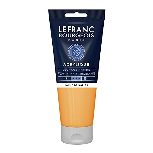 Lefranc Bourgeois 300396 feine Acrylfarbe, hochpigmentiert, gute Deckkraft, cremige homogen Textur, alterungsbeständig, lichtecht, 200ml Tube - Neapelgelb von Lefranc Bourgeois