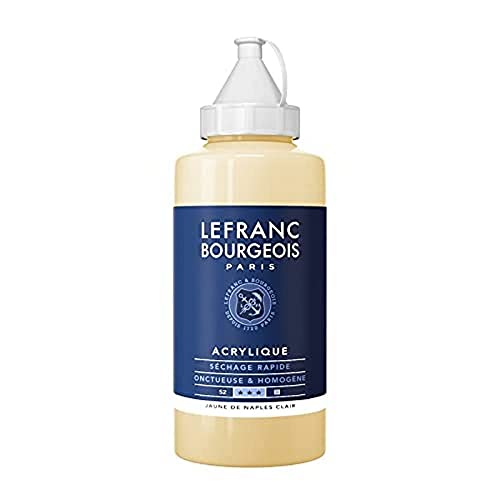 Lefranc Bourgeois 300399 feine Acrylfarbe, hochpigmentiert, gute Deckkraft, cremige homogen Textur, alterungsbeständig, lichtecht, 750ml Flasche - Neapelgelb Hell von Lefranc Bourgeois