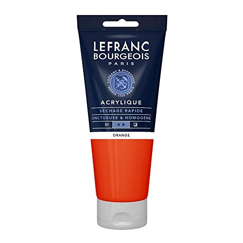 Lefranc Bourgeois 300401 Fine Acrylfarbe - Orange, 200ml Tube, cremige Acrylfarbe auf Wasserbasis, schnell trocknend, lichtecht, wasserfest von Lefranc Bourgeois