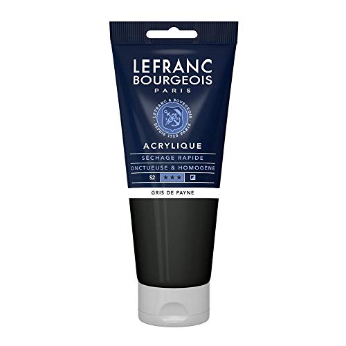 Lefranc Bourgeois 300405 feine Acrylfarbe, hochpigmentiert, gute Deckkraft, cremige homogen Textur, alterungsbeständig, lichtecht, 200ml Tube - Paynesgrau von Lefranc Bourgeois