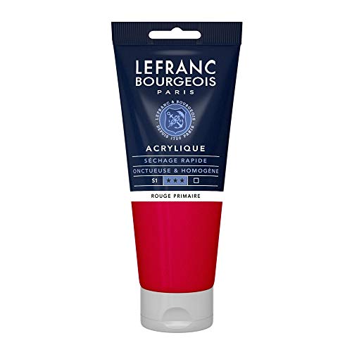 Lefranc Bourgeois 300416 feine Acrylfarbe, hochpigmentiert, gute Deckkraft, cremige homogen Textur, alterungsbeständig, lichtecht, 200ml Tube - Primärrot von Lefranc Bourgeois