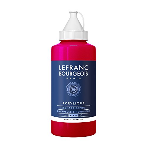 Lefranc Bourgeois 300417 feine Acrylfarbe, hochpigmentiert, gute Deckkraft, cremige homogen Textur, alterungsbeständig, lichtecht, 750ml Flasche - Primärrot von Lefranc Bourgeois
