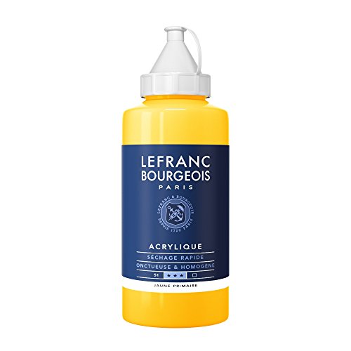 Lefranc Bourgeois 300420 feine Acrylfarbe, hochpigmentiert, gute Deckkraft, cremige homogen Textur, alterungsbeständig, lichtecht, 750ml Flasche - Primärgelb von Lefranc Bourgeois
