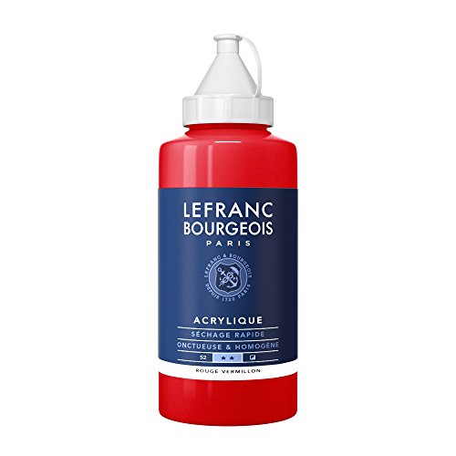 Lefranc Bourgeois 300431 Fine Acrylfarbe - Zinnoberrot, 750ml Flasche, cremige Acrylfarbe auf Wasserbasis, schnell trocknend, lichtecht, wasserfest von Lefranc Bourgeois