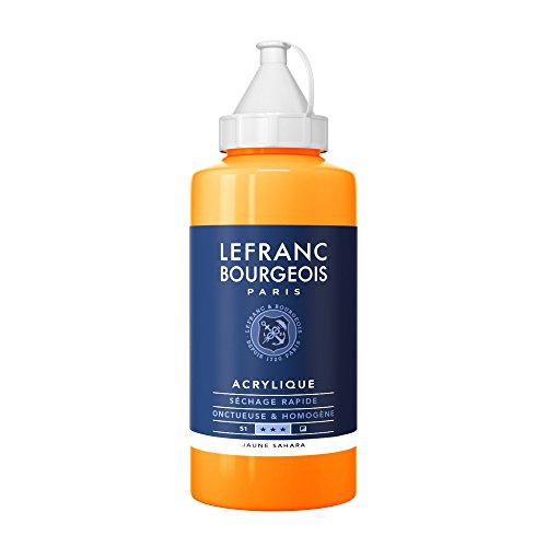 Lefranc Bourgeois 300441 feine Acrylfarbe, hochpigmentiert, gute Deckkraft, cremige homogen Textur, alterungsbeständig, lichtecht, 750ml Flasche - Saharagelb von Lefranc Bourgeois