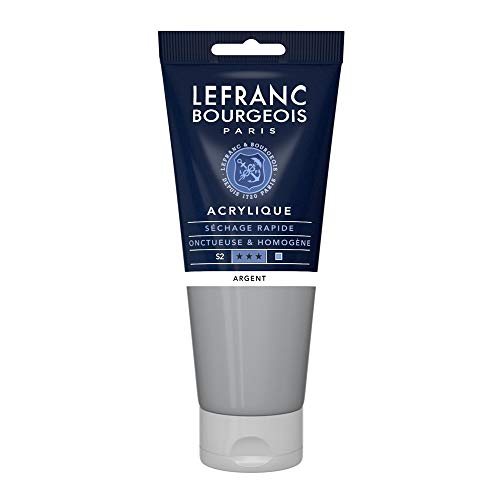 Lefranc Bourgeois 300447 feine Acrylfarbe, hochpigmentiert, gute Deckkraft, cremige homogen Textur, alterungsbeständig, lichtecht, 200ml Tube - Silber von Lefranc Bourgeois