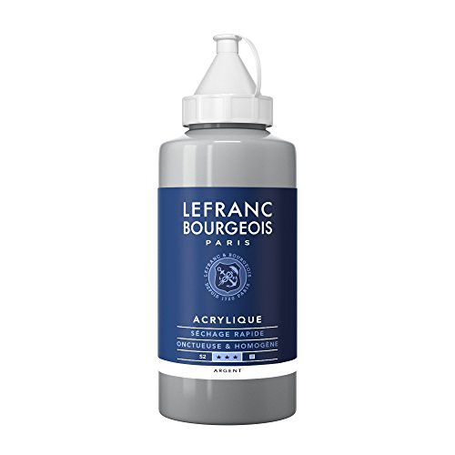 Lefranc Bourgeois 300448 feine Acrylfarbe, hochpigmentiert, gute Deckkraft, cremige homogen Textur, alterungsbeständig, lichtecht, 750ml Flasche - Silber von Lefranc Bourgeois