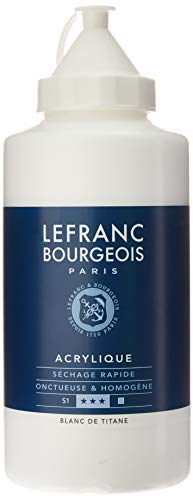 Lefranc Bourgeois 300453 feine Acrylfarbe, hochpigmentiert, gute Deckkraft, cremige homogen Textur, alterungsbeständig, lichtecht, 750ml Flasche - Titanweiss von Lefranc Bourgeois