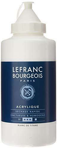 Lefranc Bourgeois 300453 Fine Acrylfarbe - Titanweiss, 750ml Flasche, cremige Acrylfarbe auf Wasserbasis, schnell trocknend, lichtecht, wasserfest von Liquitex