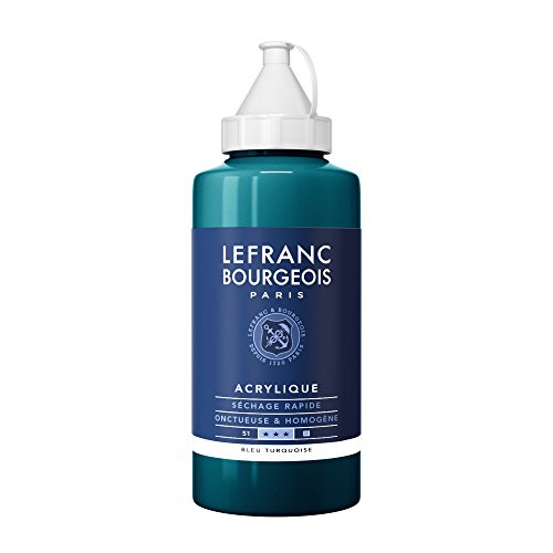 Lefranc Bourgeois 300456 feine Acrylfarbe, hochpigmentiert, gute Deckkraft, cremige homogen Textur, alterungsbeständig, lichtecht, 750ml Flasche - Türkisblau von Lefranc Bourgeois