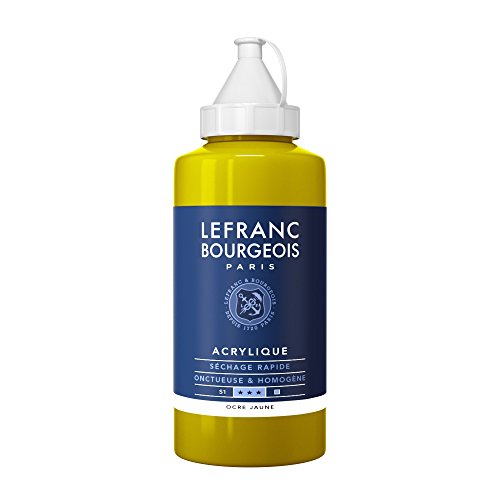 Lefranc Bourgeois 300472 feine Acrylfarbe, hochpigmentiert, gute Deckkraft, cremige homogen Textur, alterungsbeständig, lichtecht, 750ml Flasche - Gelber Ocker von Lefranc Bourgeois