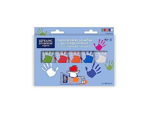 Lefranc & Bourgeois 807396 Fingerfarben Spoty Set, 5 Fingermalfarben in 80ml Tuben, abwaschbar, untereinander mischbar von Lefranc Bourgeois