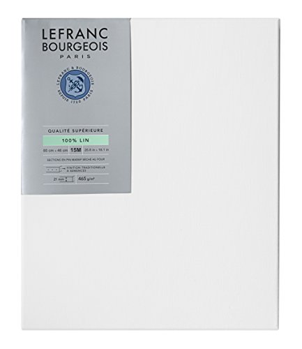 Lefranc Bourgeois 111230 Keilrahmen aus 100% Leinen in Premium Qualität, gebrauchsfertig Grundiert mit Titandioxid Gesso, seitlich genagelt auf massivem Kiefernholz - 15M von Lefranc & Bourgeois
