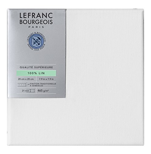 Lefranc & Bourgeois 111239 Keilrahmen aus 100% Leinen in Premium Qualität, gebrauchsfertig Grundiert mit Titandioxid Gesso, seitlich genagelt auf massivem Kiefernholz - 20x20cm von Lefranc & Bourgeois