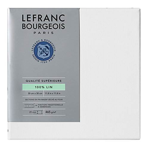 Lefranc & Bourgeois 111240 Keilrahmen aus 100% Leinen in Premium Qualität, gebrauchsfertig Grundiert mit Titandioxid Gesso, seitlich genagelt auf massivem Kiefernholz - 30x30cm von Lefranc Bourgeois