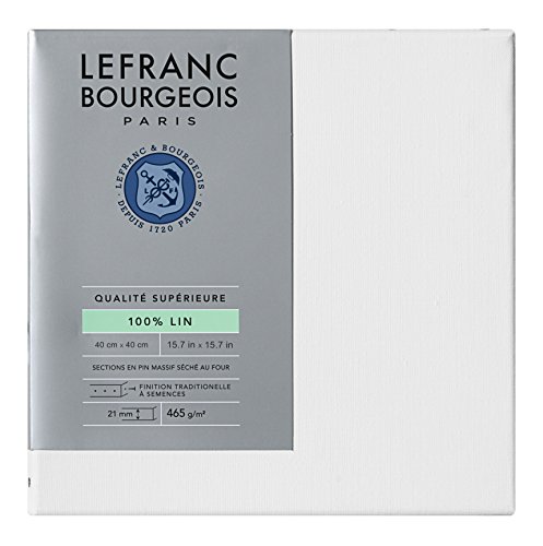 Lefranc Bourgeois 111241 Keilrahmen aus 100% Leinen in Premium Qualität, gebrauchsfertig Grundiert mit Titandioxid Gesso, seitlich genagelt auf massivem Kiefernholz - 40x40cm von Lefranc & Bourgeois