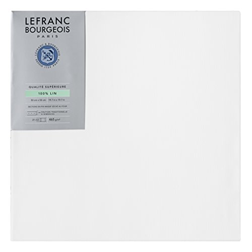 Lefranc & Bourgeois 111242 Keilrahmen aus 100% Leinen in Premium Qualität, gebrauchsfertig Grundiert mit Titandioxid Gesso, seitlich genagelt auf massivem Kiefernholz - 50x50cm von Lefranc & Bourgeois