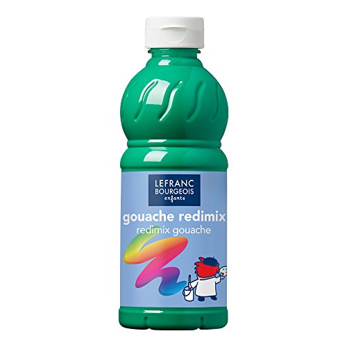 Lefranc & Bourgeois 188012 flüssige Tempera Redimix Farbe, leuchtende Gouachefarbe auf Wasserbasis, hohe Deckkraft, hervorragenden Maleigenschaften, gebrauchsfertig, 500ml Flasche - Leuchtendgrün von Winsor & Newton