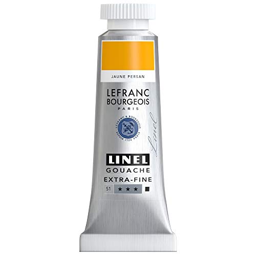 Lefranc & Bourgeois 301163 Linel Gouache extrafeine und geschmeidige Wasserfarben mit maximaler Farbintensität, Leuchtkraft für streifenfreien Auftrag, 14ml Tube - Persisch Gelb von Lefranc Bourgeois