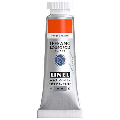 Lefranc Bourgeois 301167 Linel Gouache extrafeine und geschmeidige Wasserfarben mit maximaler Farbintensität, Leuchtkraft für streifenfreien Auftrag, 14ml Tube - Persisch Orange von Lefranc Bourgeois
