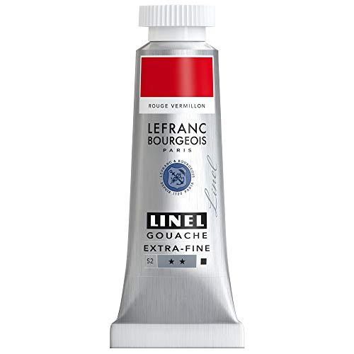 Lefranc Bourgeois 301171 Linel Gouache extrafeine und geschmeidige Wasserfarben mit maximaler Farbintensität, Leuchtkraft für streifenfreien Auftrag, 14ml Tube - Zinnoberrot Farbton von Lefranc Bourgeois