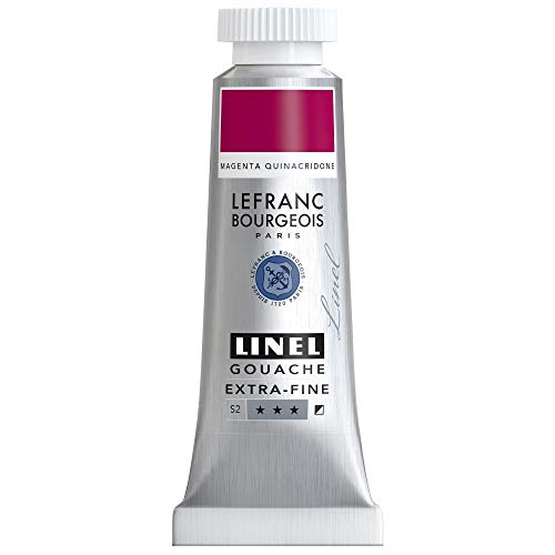 Lefranc & Bourgeois 301180 Linel Gouache extrafeine und geschmeidige Wasserfarben mit maximaler Farbintensität, Leuchtkraft für streifenfreien Auftrag, 14ml Tube - Quinacridone Magenta von Lefranc & Bourgeois