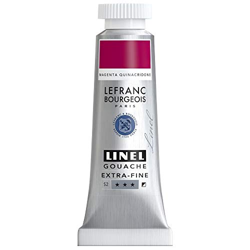 Lefranc Bourgeois 301180 Linel Gouache extrafeine und geschmeidige Wasserfarben mit maximaler Farbintensität, Leuchtkraft für streifenfreien Auftrag, 14ml Tube - Quinacridone Magenta von Lefranc Bourgeois