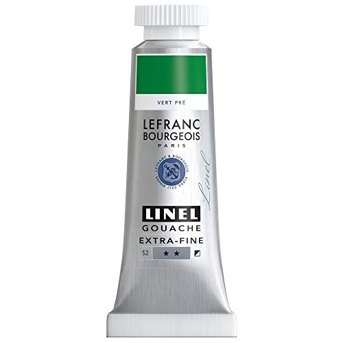 Lefranc Bourgeois 301203 Linel Gouache extrafeine und geschmeidige Wasserfarben mit maximaler Farbintensität, Leuchtkraft für streifenfreien Auftrag, 14ml Tube - Wiesengrün von Lefranc Bourgeois