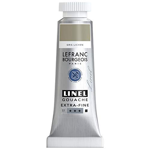 Lefranc & Bourgeois 301223 Linel Gouache extrafeine und geschmeidige Wasserfarben mit maximaler Farbintensität, Leuchtkraft für streifenfreien Auftrag, 14ml Tube - Flechtengrau von Lefranc Bourgeois