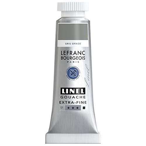 Lefranc & Bourgeois 301225 Linel Gouache extrafeine und geschmeidige Wasserfarben mit maximaler Farbintensität, Leuchtkraft für streifenfreien Auftrag, 14ml Tube - Sturmgrau von Lefranc Bourgeois