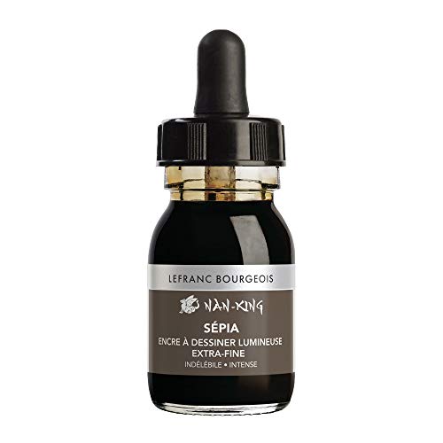 Lefranc Bourgeois 301283 Nan King Kalligrafie - und Zeichentusche, pigmentierte Tusche, hohe Farbbrillanz, Leuchtkraft für feinste Zeichnungen, Kalligrafie & Skizzen, 30ml Flasche - Sepia von Lefranc Bourgeois