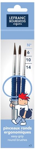 Lefranc Bourgeois 807303 Hobby- und Schulpinsel Set für Kinder, natürliche Fasern aus Ponnyhaar, ergonomischer Griff für junge Hände - 3 Rundpinsel Nr. 6, 10, 14 von Lefranc Bourgeois