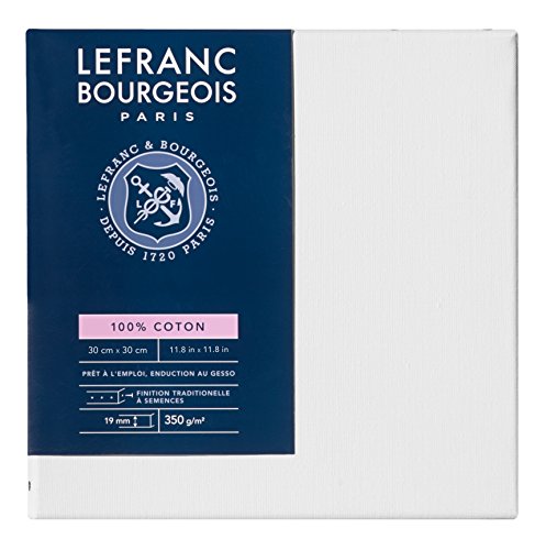 Lefranc & Bourgeois 111138 Keilrahmen Serie - Klassisch, 100 % Baumwolle, 350g/m², Archivqualität, säurefrei für erhöhte Haltbarkeit, grundiert - 30x30cm von Lefranc & Bourgeois