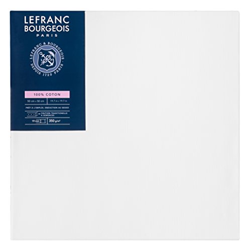 Lefranc & Bourgeois 111147 Keilrahmen Serie - Klassisch, 100 % Baumwolle, 350g/m², Archivqualität, säurefrei für erhöhte Haltbarkeit, grundiert - 50x50cm von Lefranc Bourgeois