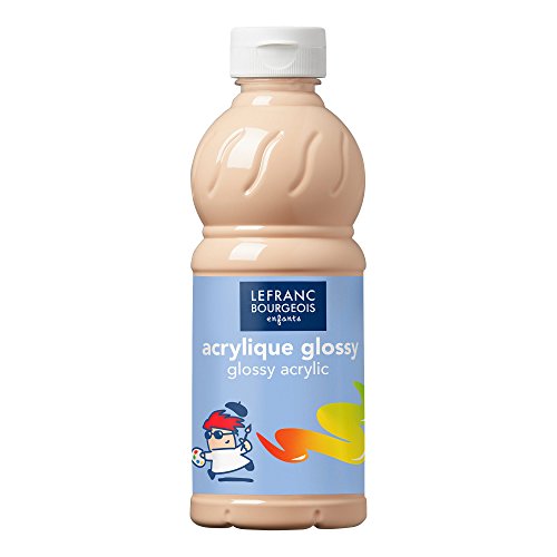 Lefranc Bourgeois 188144 Glossy Kinder - Acrylfarbe, gebrauchsfertige flüssige Acrylfarbe, glänzend und wasserfest, Ideal auf Papier, Karton, Holz, Gips, Metall, Plastik, 500ml Flasche - Pfirsich von Lefranc Bourgeois