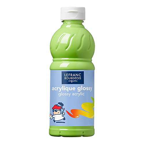 Lefranc Bourgeois 188146 Glossy Kinder - Acrylfarbe, gebrauchsfertige flüssige Acrylfarbe, glänzend und wasserfest, Ideal auf Papier, Karton, Holz, Gips, Metall, Plastik, 500ml Flasche - Anisgrün von Lefranc Bourgeois