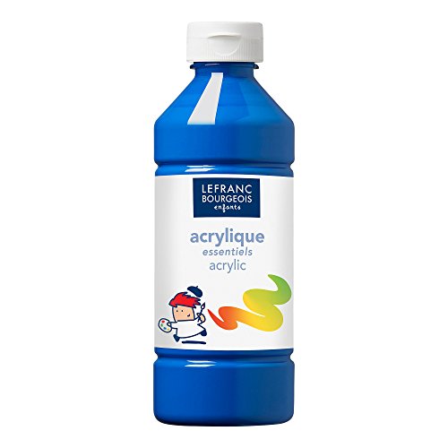 Lefranc & Bourgeois 188531 Value Kinder Acrylfarbe, auf Wasserbasis, mit Glanzeffekt, seidenglänzender Finish, deckend, Dosieröffnung, 500ml Flasche, primärblau von Lefranc & Bourgeois