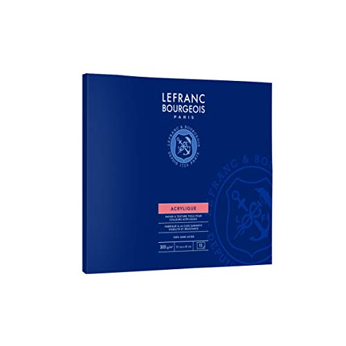 Lefranc & Bourgeois 300685 Acrylpapier - Block, mit Papier in Leinwandtextur für Acrylfarben, 300g/m², 100% säurefrei, alterungsbeständig, 15 Blatt, 41 x 51cm von Lefranc & Bourgeois