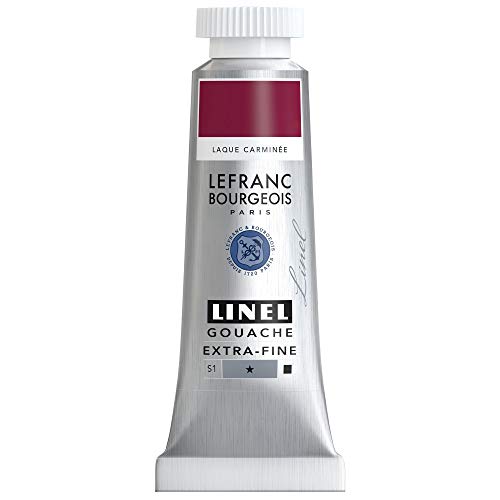 Lefranc & Bourgeois 301177 Linel Gouache extrafeine und geschmeidige Wasserfarben mit maximaler Farbintensität, Leuchtkraft für streifenfreien Auftrag, 14ml Tube - Karminlack von Lefranc Bourgeois