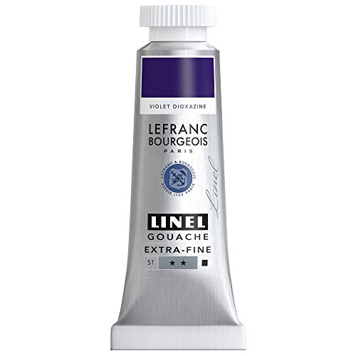 Lefranc & Bourgeois 301183 Linel Gouache extrafeine und geschmeidige Wasserfarben mit maximaler Farbintensität, Leuchtkraft für streifenfreien Auftrag, 14ml Tube - Dioxazine Violett von Jiobbo